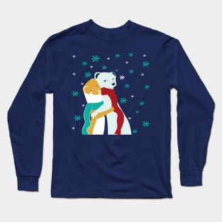 Winter Weasel hugs in teal Long Sleeve T-Shirt